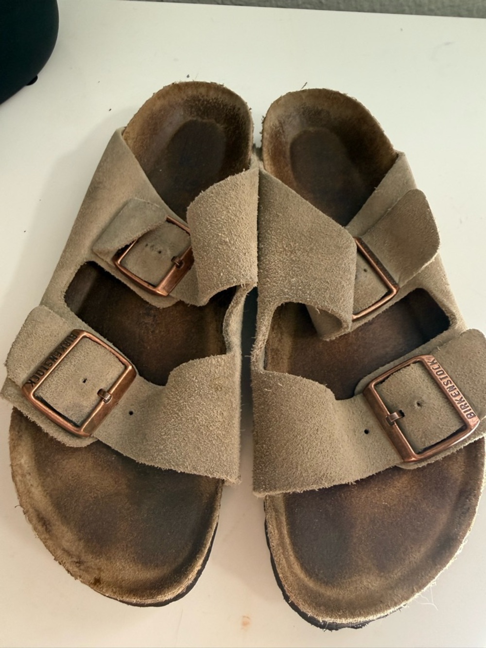 Birkenstock ArizonaSuede Double-Buckle Slide Sandals - Taupe - Picture 2 of 10